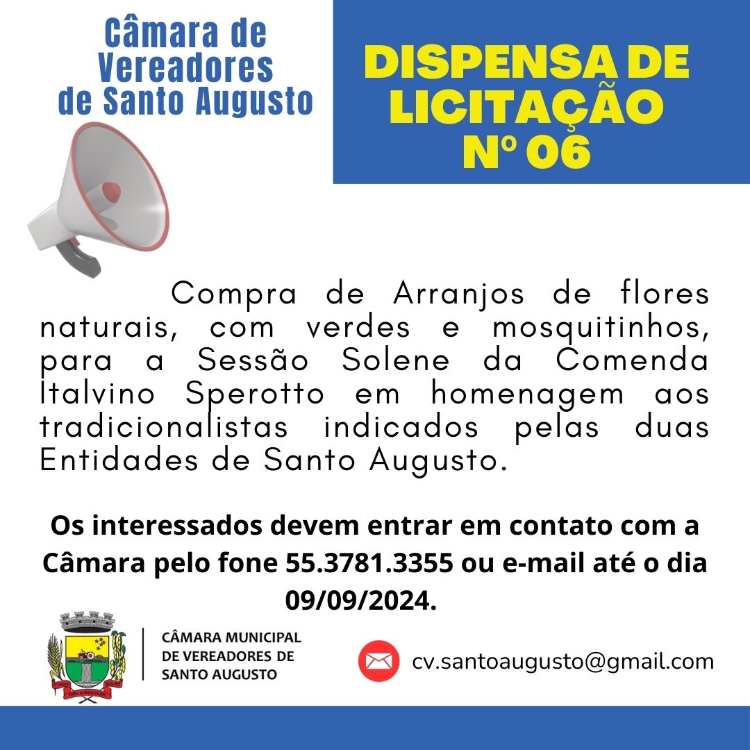 Dispensa de Licitação nº 006/2024.