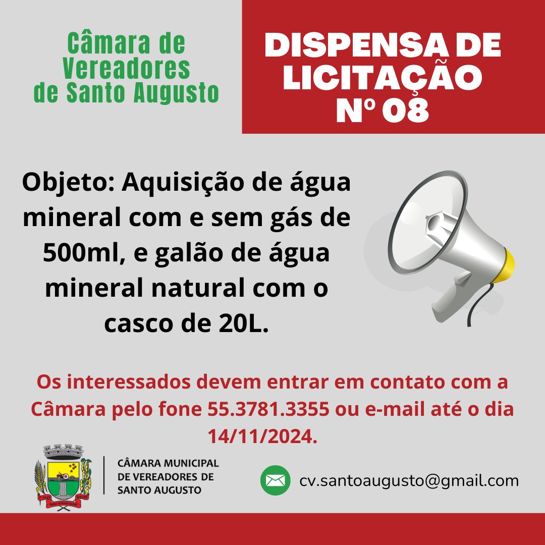 DISPENSA DE LICITAÇÃO Nº 08/2024.