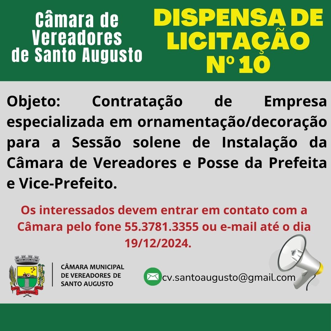 DISPENSA DE LICITAÇÃO Nº 10/2024